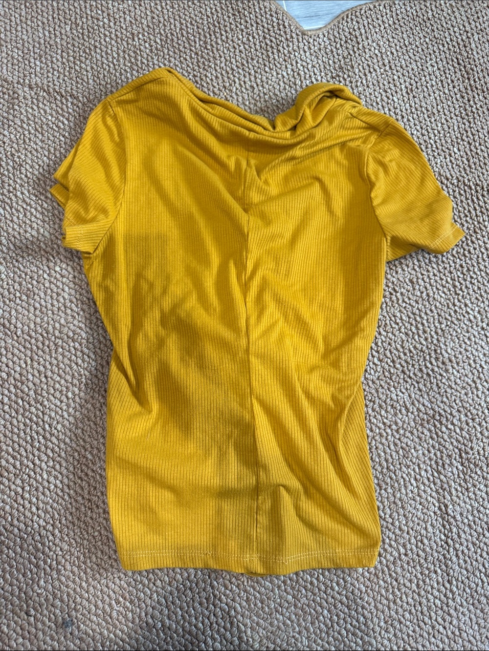 Express Mustard Ruched Drawstring Polo Crop Top - Picture 3 of 3